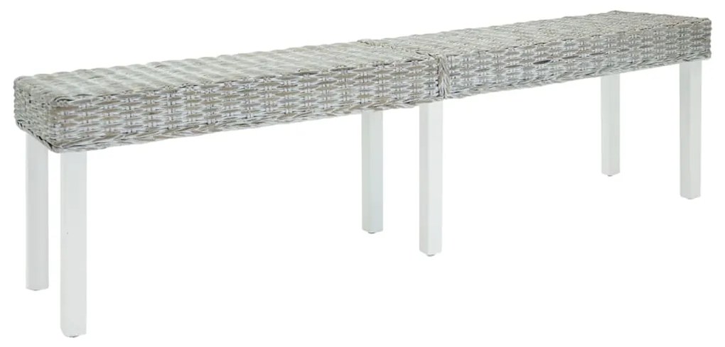 vidaXL Banco 160x35x45 cm vime kubu natural/mogno maciça branco