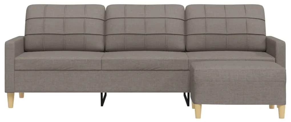Sofá de 3 lugares + apoio de pés 210cm tecido cinza-acastanhado