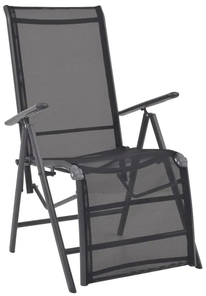42766 vidaXL Cadeira reclinável em alumínio e textilene preto