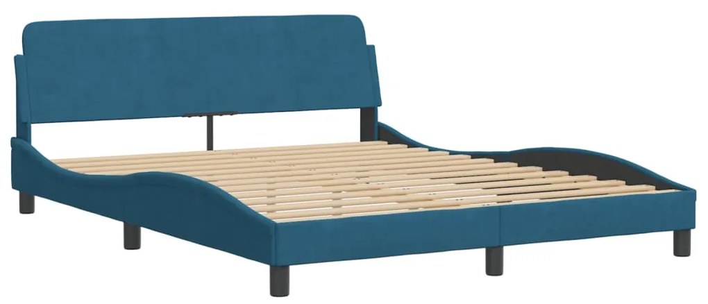 Estrutura de cama c/ cabeceira 160x200 cm veludo azul