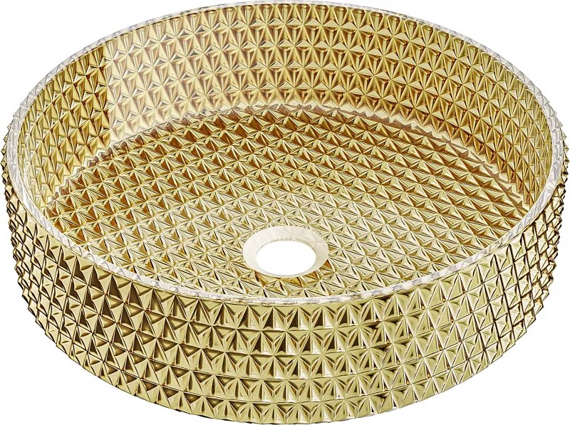 Mexen Aura lavatório de vidro de bancada 39 x 39 cm, dourado - 24013952