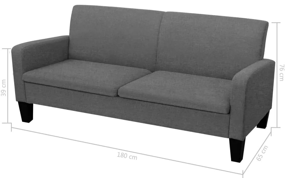 Conjunto de sofás 2 pcs tecido cinzento-escuro