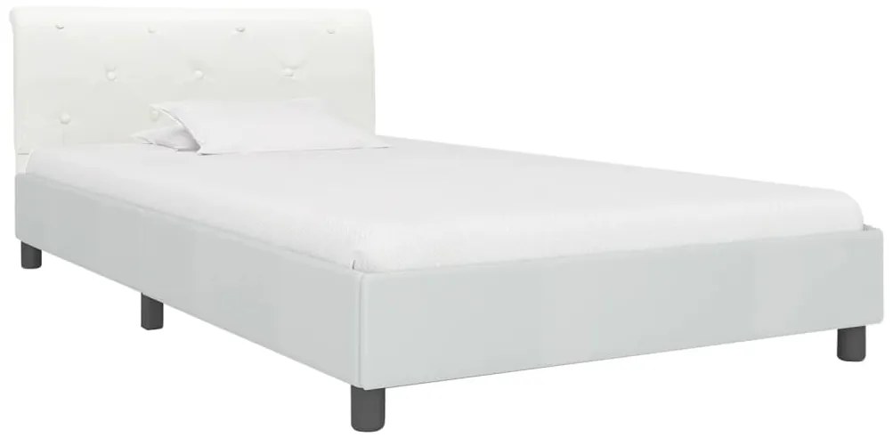 Estrutura de cama 100x200 cm couro artificial branco