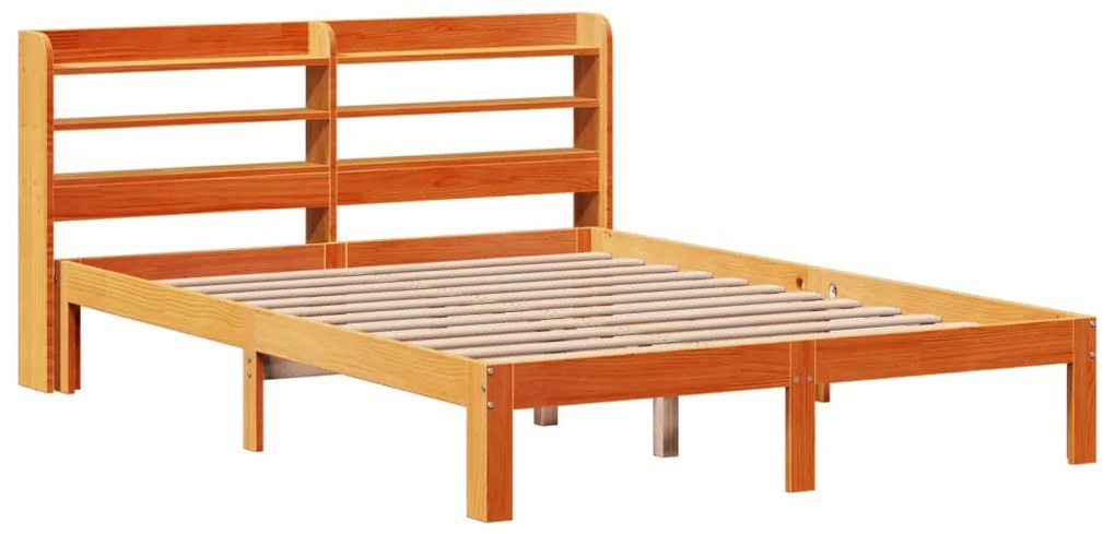 Cama sem colchão 140x190 cm pinho maciço castanho-mel