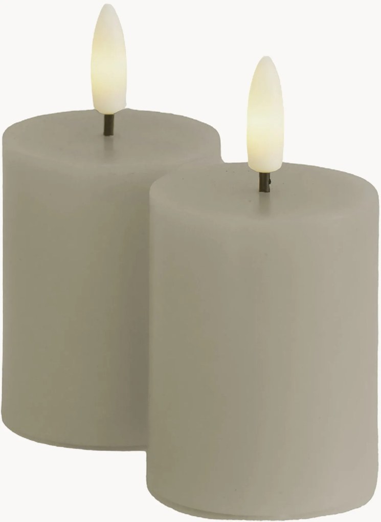 Velas cilíndricas LED reguláveis Sille, conjunto de 2