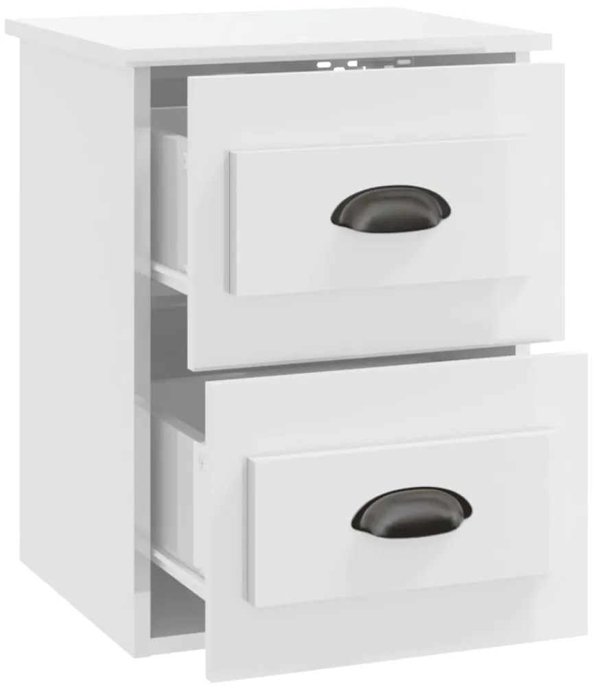 Mesa de cabeceira de parede 41,5x36x53 cm branco brilhante
