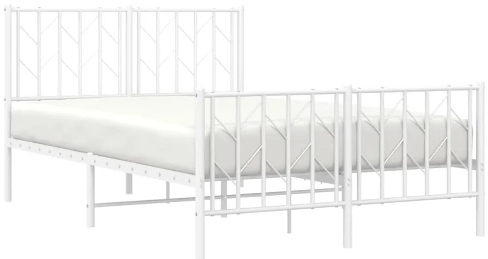 Estrutura de cama com cabeceira e pés 120x200 cm metal branco
