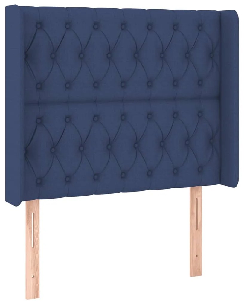 Cabeceira de cama c/ luzes LED tecido 103x16x118/128 cm azul