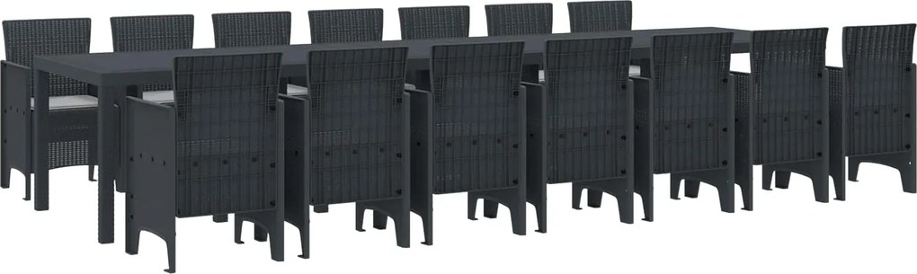 vidaXL Conjunto de Jantar para Jardim com Almofadas 15 pcs Antracite