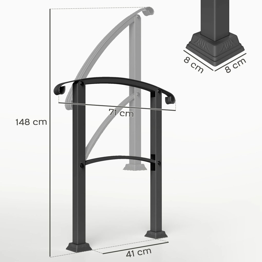 Guarda Corpo para Escada 71 cm Guarda Corpo Metálico com Kit de Instal