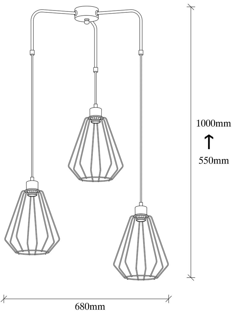 Candeeiro de Teto Kese – Preto – Diâmetro 68 cm, Altura 100 cm