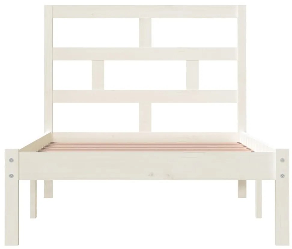 Estrutura de cama 90x200 cm pinho maciço branco