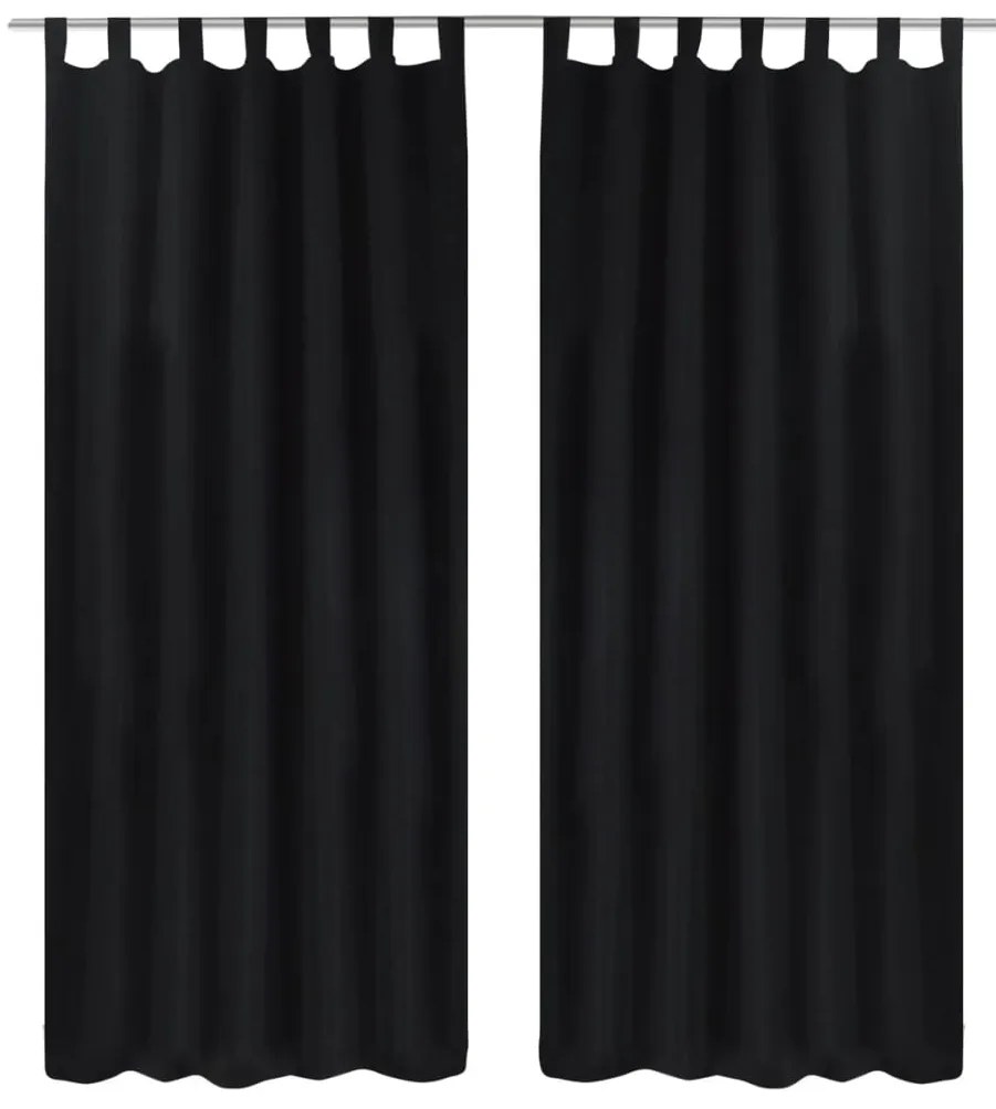 Cortinas de cetim com laços, 2 pcs, preto 140 x 225 cm