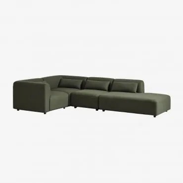 Sofá Modular De Canto Em L De 4 Peças Com Chaise Longue Direita Fogler Tecido Pele De Borrego Verde Sálvia - Sklum