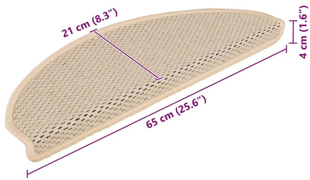 Tapetes escada adesivos aspeto sisal 15 pcs 65x21x4 cm berbere