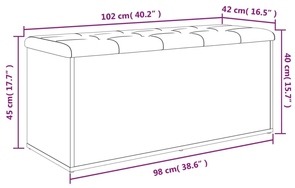 Banco arrumação 102x42x45 cm derivados madeira carvalho fumado