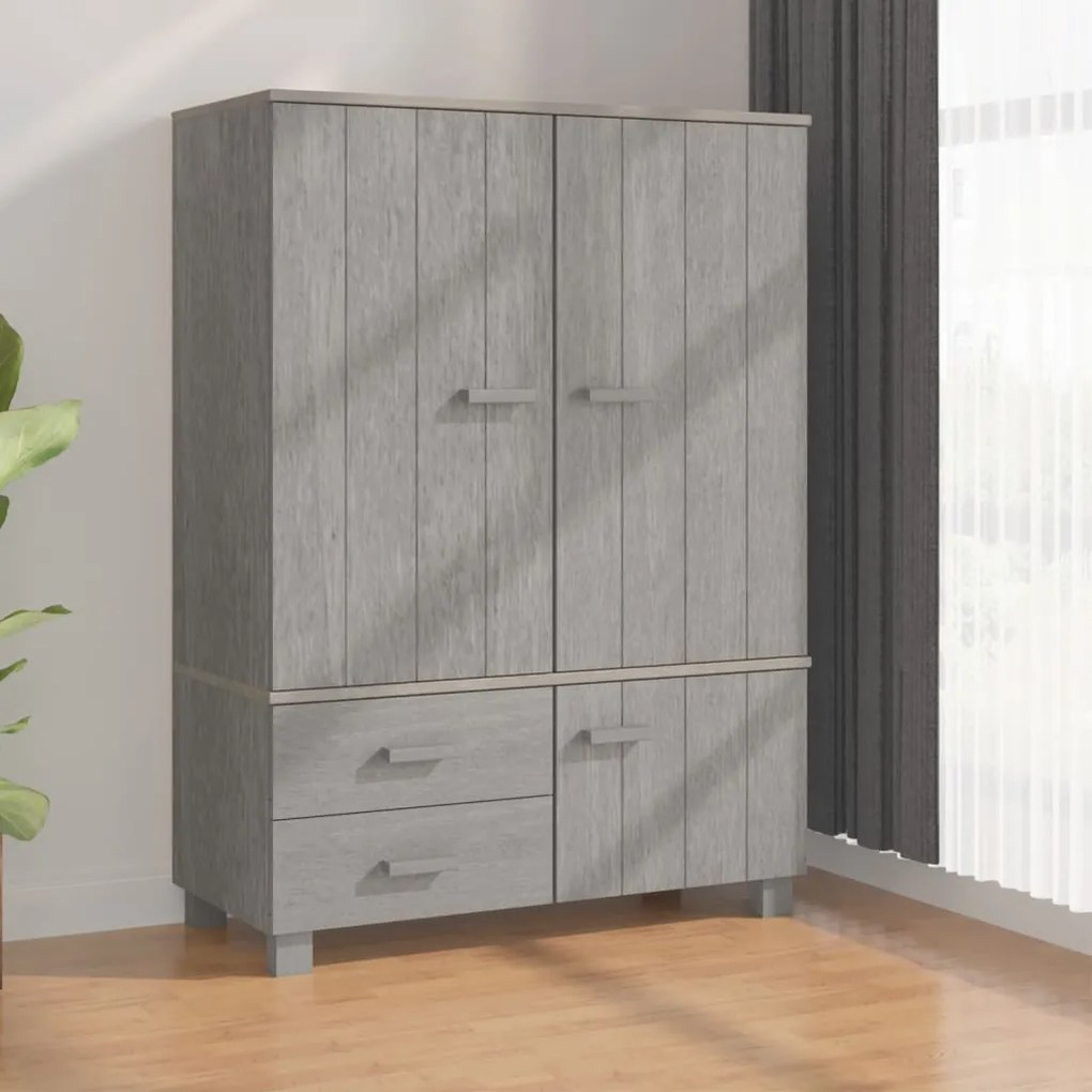 340479 vidaXL Roupeiro HAMAR 99x45x137 cm pinho maciço cinza-claro