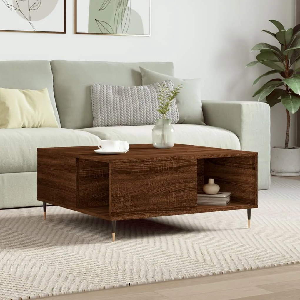 vidaXL Mesa de centro 80x80x36,5cm derivados madeira carvalho castanho
