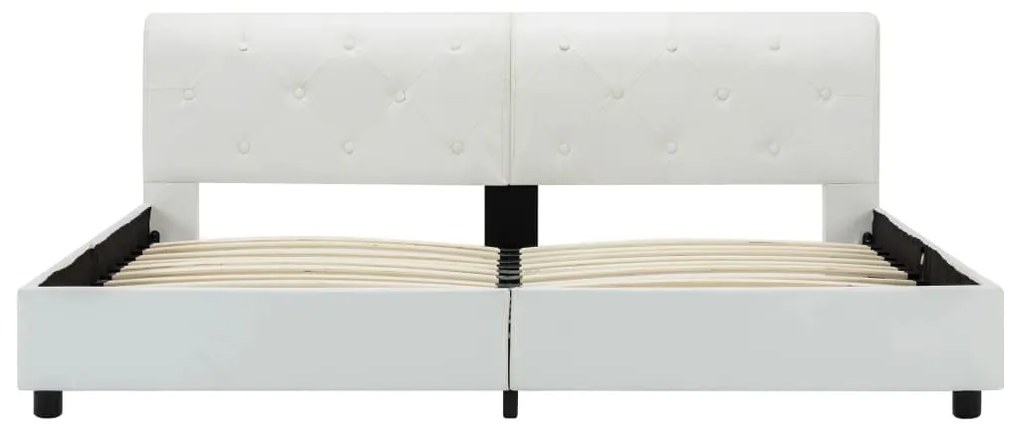 Estrutura de cama 160x200 cm couro artificial branco