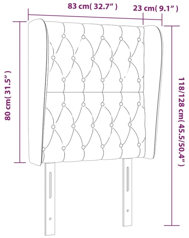 Cabeceira de cama c/ abas tecido 83x23x118/128cm cinzento-claro