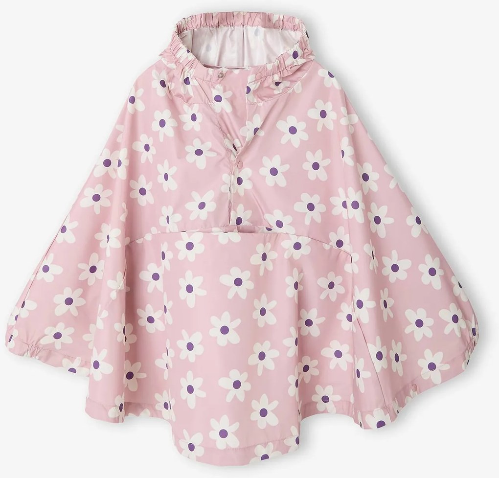 Capa para a chuva LILIBETH com capuz estampado floral, para menina rosa-pálido
