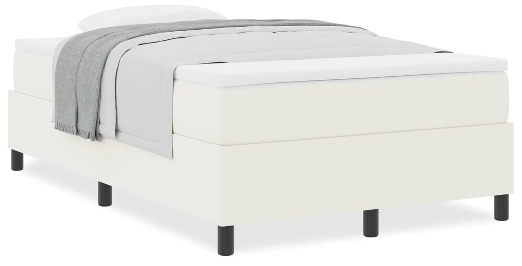 Cama Box com Colchão Creme - 120 x 200 cm, Tecido de Veludo Cotelê