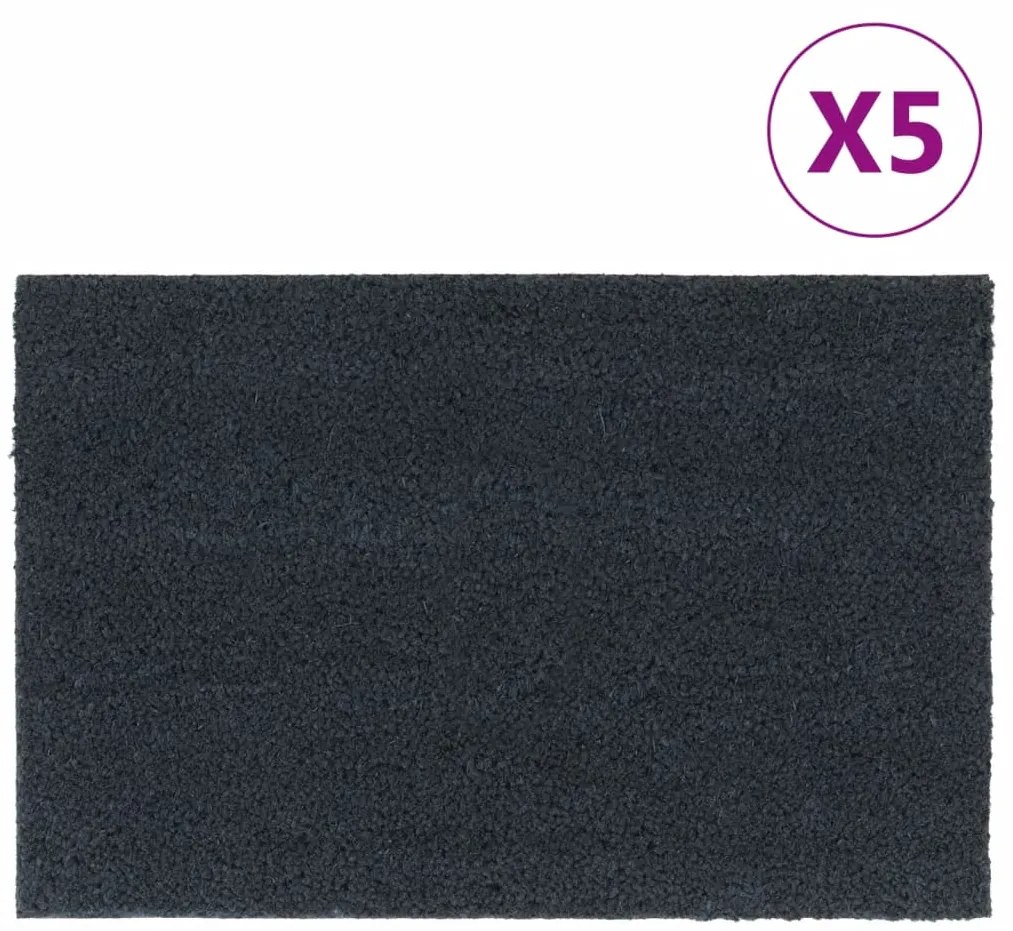 vidaXL Tapetes porta 5 pcs 40x60 cm fibra coco tufada cinzento escuro