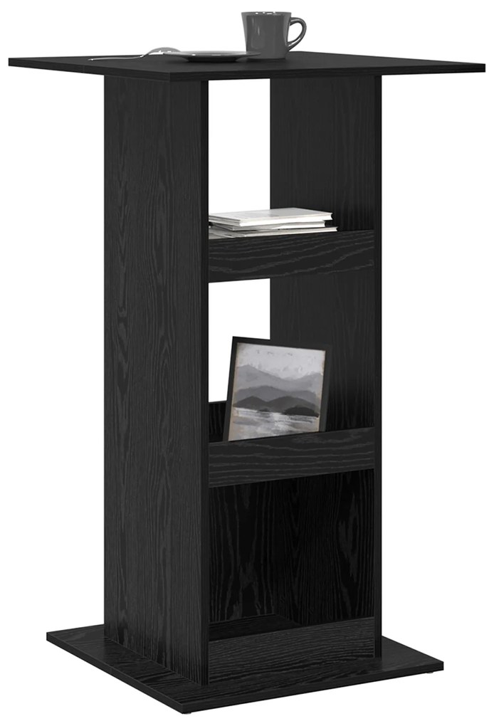 Mesa de Bar com Armazenamento Carvalho Preto 60x60x102 cm Madeira Enge