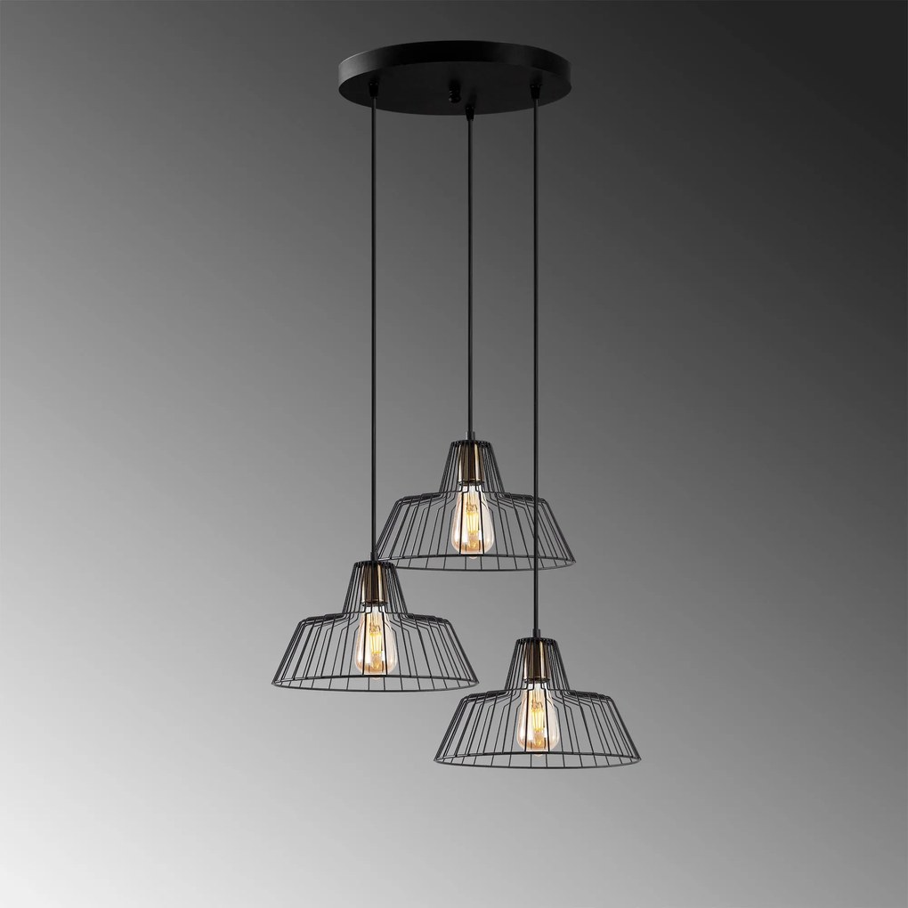 Candeeiro de Teto Hakcu – Preto Antigo – 55 x 55 x 116 cm