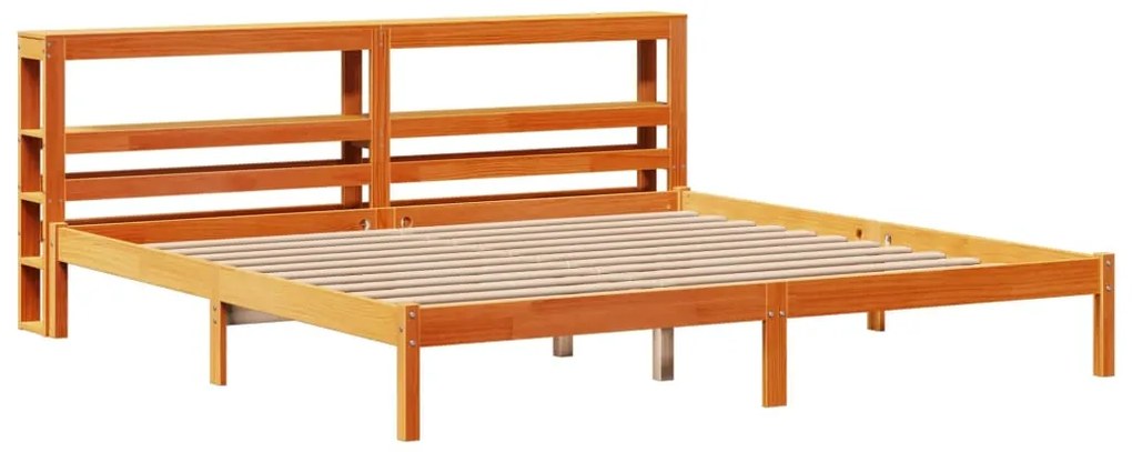 Estrutura cama c/ cabeceira 180x200cm pinho maciço castanho-mel