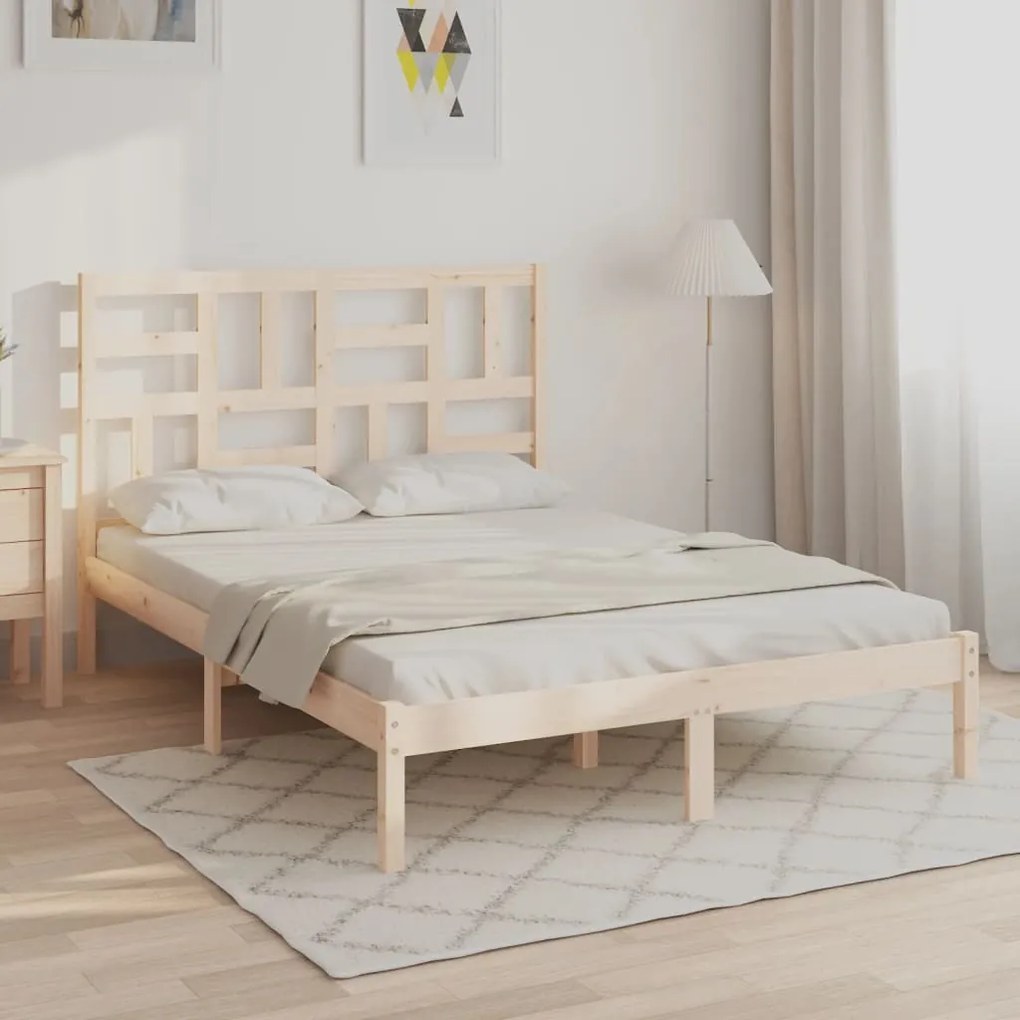Estrutura de cama casal 135x190 cm madeira maciça