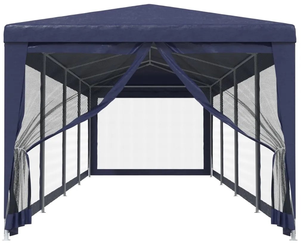 Tenda p/ festas c/ 10 paredes laterais em rede 3x12 m PEAD azul