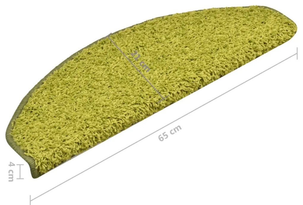 Tapete/carpete para degraus 15 pcs 65x21x4 cm verde