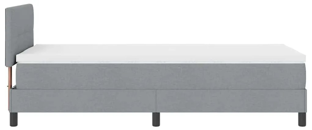 Cama Box com Colchão e Luz LED Cinza Claro 90x200 cm Tecido