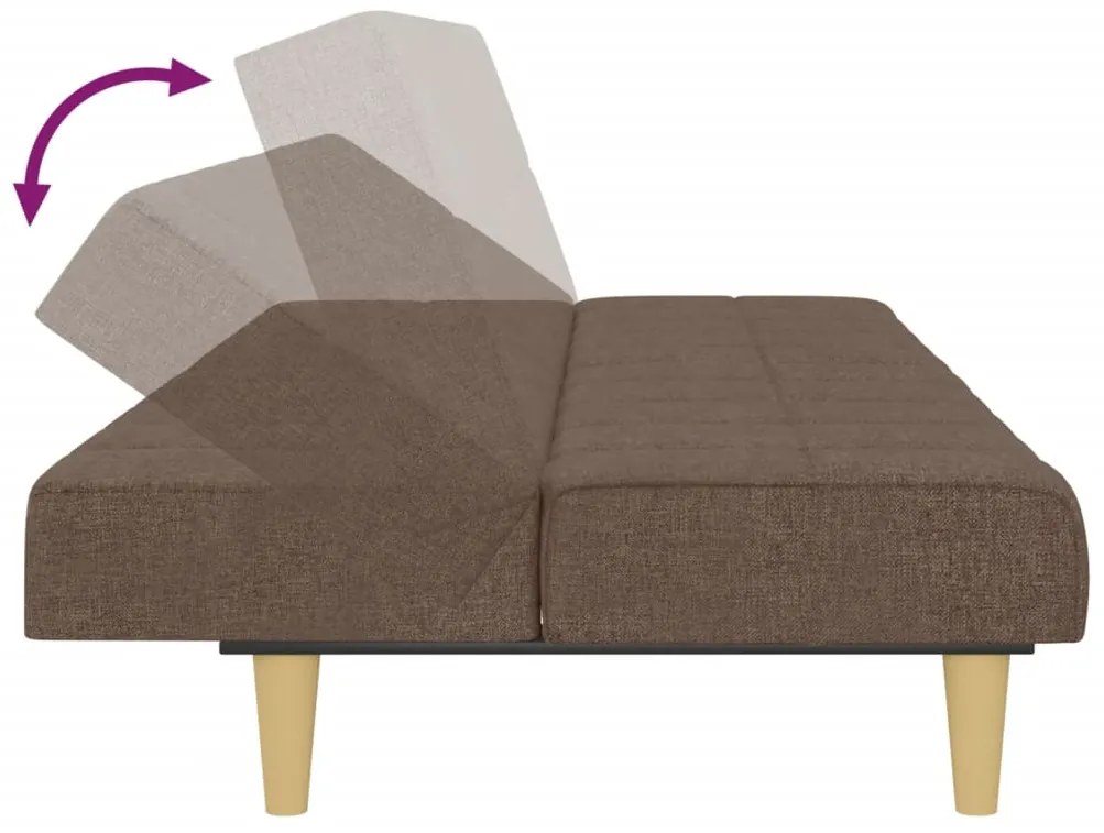 Sofá-cama de 2 lugares tecido cinzento-acastanhado