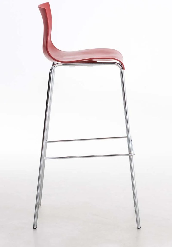 Banco de bar Hoover em plástico e com estrutura cromada 43 x 100 x 48 cm Vermelho