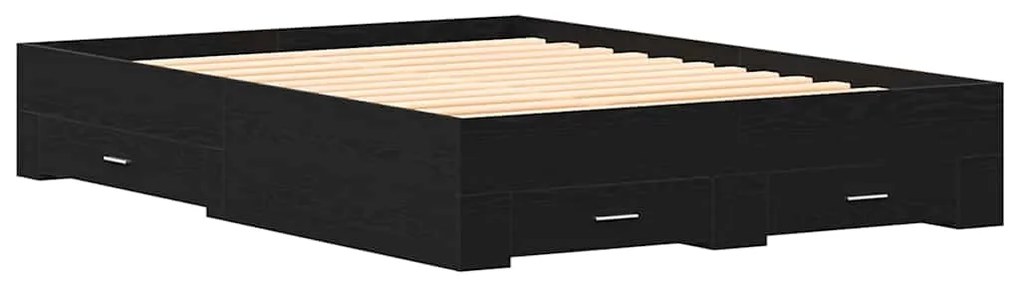 Estrutura de Cama vidaXL com Gavetas Madeira de Carvalho Preto 135x190
