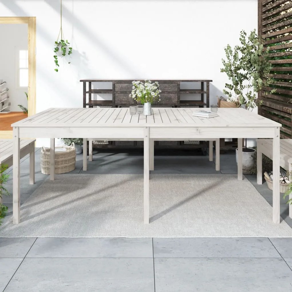 vidaXL Mesa de jardim 203,5x100x76 cm madeira de pinho maciça branco