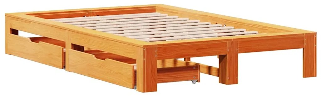 Cama sem colchão 120x190 cm madeira pinho maciça castanho-mel