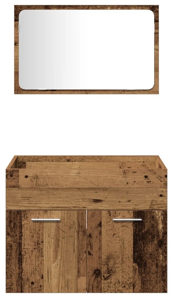 Conjunto de Móveis para Banheiro de 3 Peças Madeira Velha