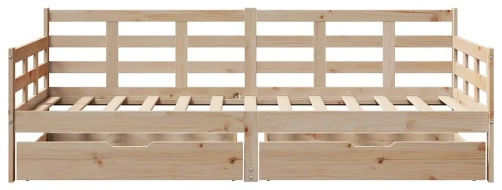 Sofá-cama com gavetas 90x200 cm madeira de pinho maciça