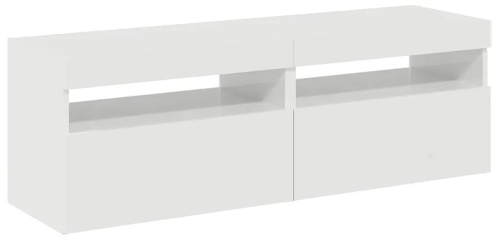 Móveis de TV com luzes LED 2 pcs 60x35x40 cm branco brilhante