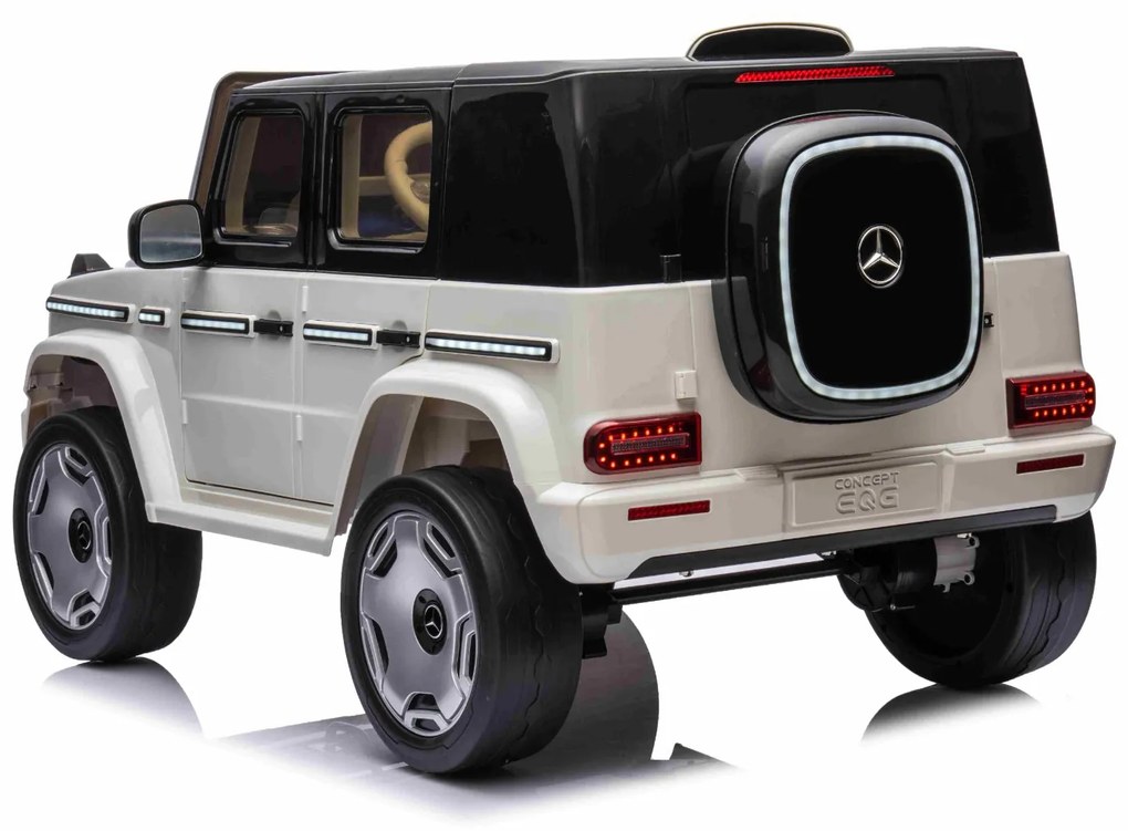 Carro elétrico para crianças Mercedes-Benz EQG 12V, partes da carroçaria iluminadas com LED, controlo remoto de 2,4 GHz, entrada USB/AUX, bateria de l
