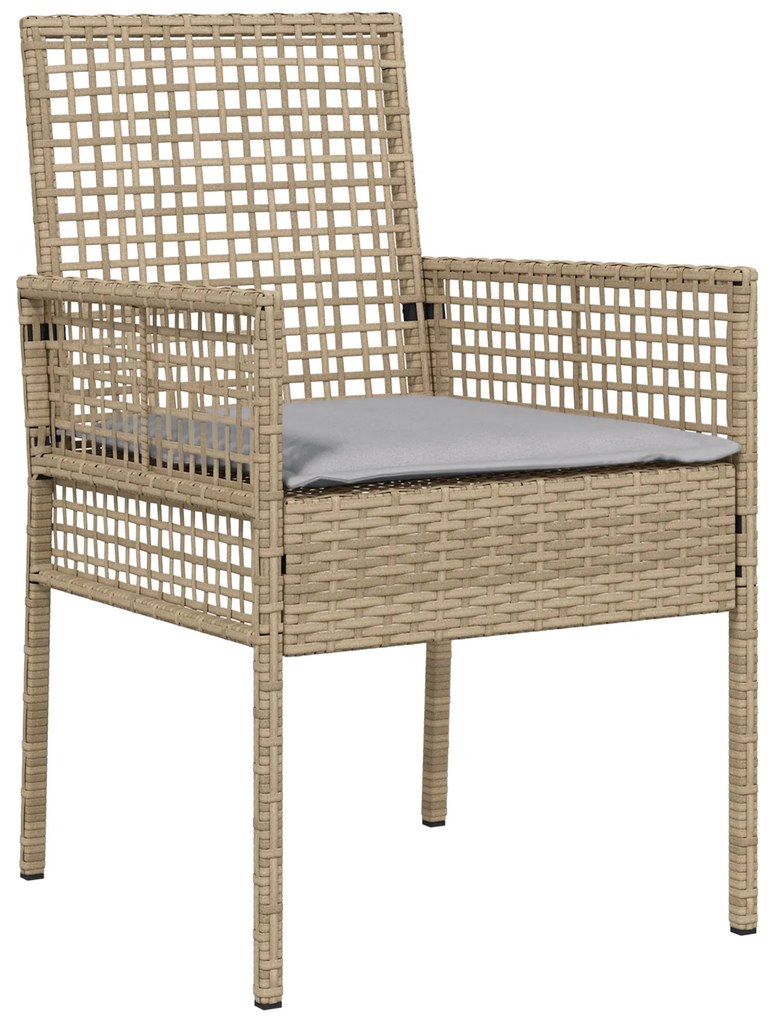 Conjunto de Jantar de Jardim de 9 Peças com Cushions Bege Rattan Poli