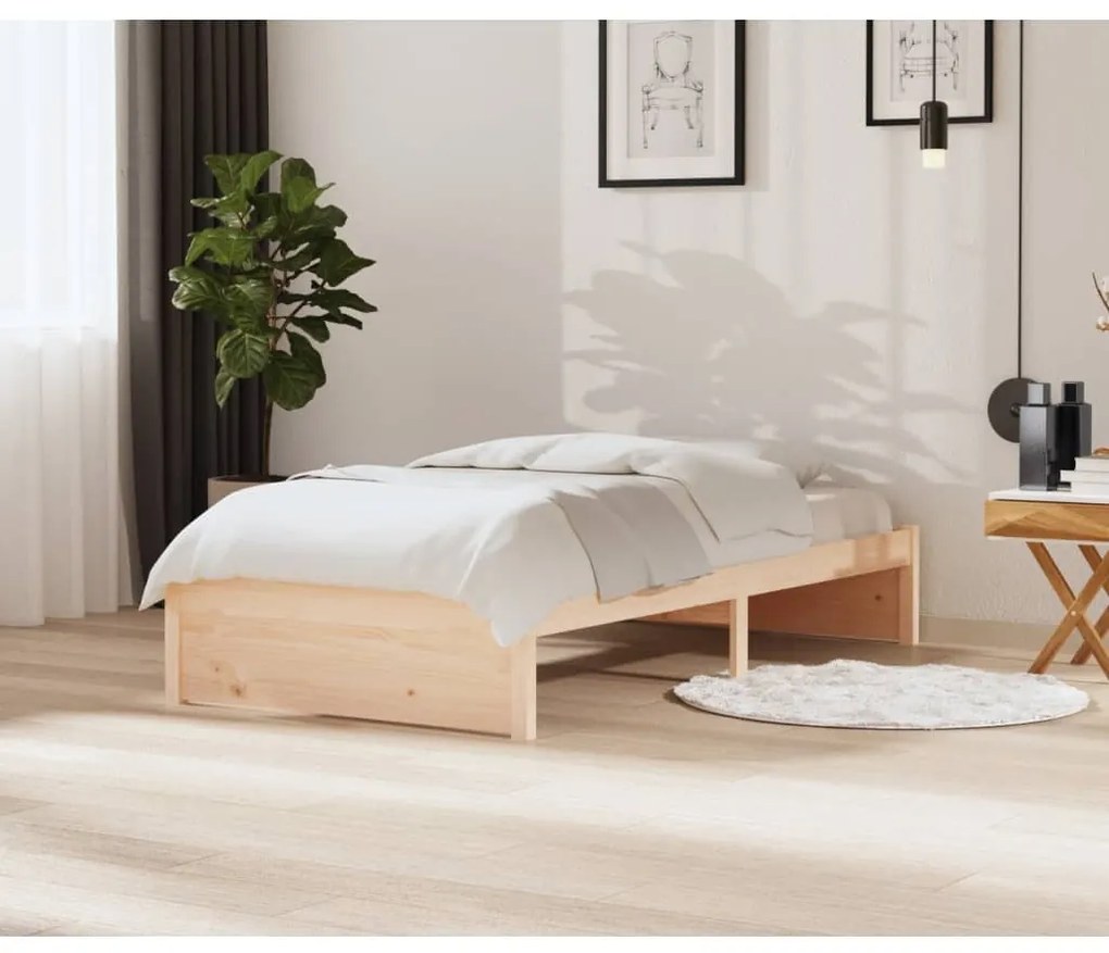 vidaXL Estrutura de cama 100x200 cm madeira maciça branco