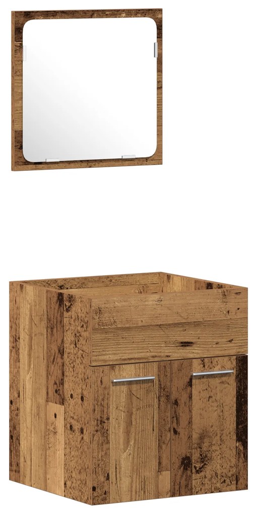 Conjunto de Móveis para Casa de Banho 3 Peças Madeira Antiga