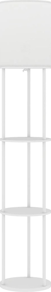 HOMCOM Candeeiro de Pé com Prateleiras 3 Temperaturas de Cor Controlo Remoto e Casquilho E27 Ø29x158 cm Branco | Aosom Portugal