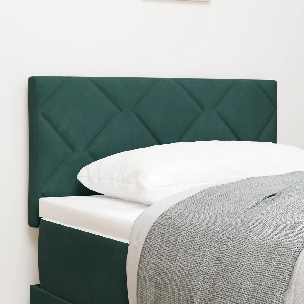 vidaXL Cabeceira com Design de Blocos de Diamante, Verde Escuro, 80cm em Veludo