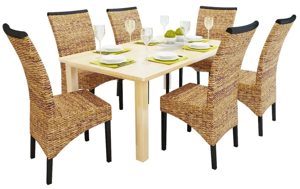 vidaXL Cadeiras de jantar 6 pcs abacá e madeira de mangueira maciça