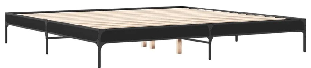 Estrutura de cama 200x200 cm derivados de madeira/metal preto
